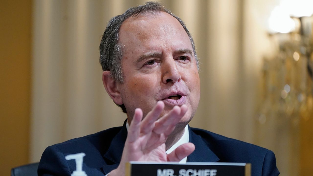 Rep. Adam Schiff, D-Calif., speaks as the House select committee investigating the Jan. 6 attack on the U.S. Capitol holds a hearing on Capitol Hill in Washington, Thursday, Oct. 13, 2022. (AP Photo/Jacquelyn Martin)