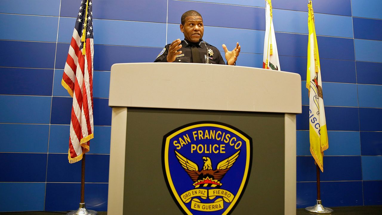 San Francisco Police Chief Bill Scott answers questions during a news conference in San Francisco, on May 21, 2019. (AP Photo/Eric Risberg, File)