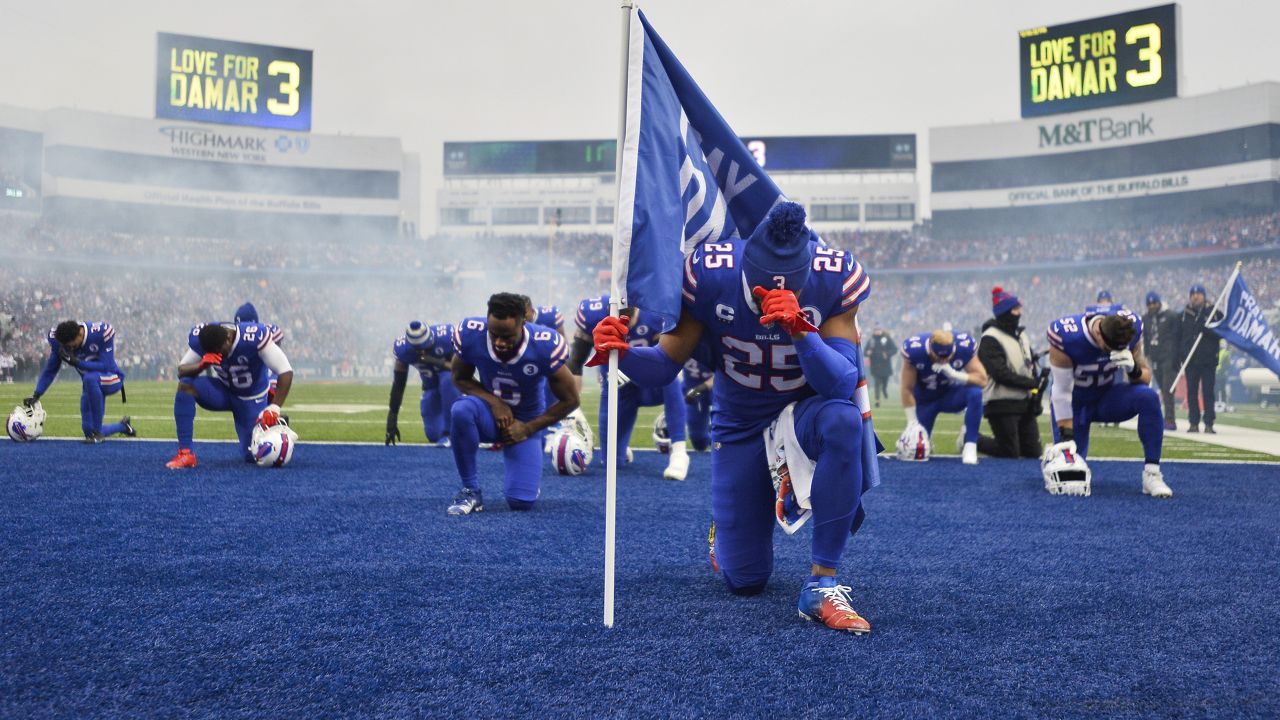 Damar Hamlin back with his Buffalo Bills teammates