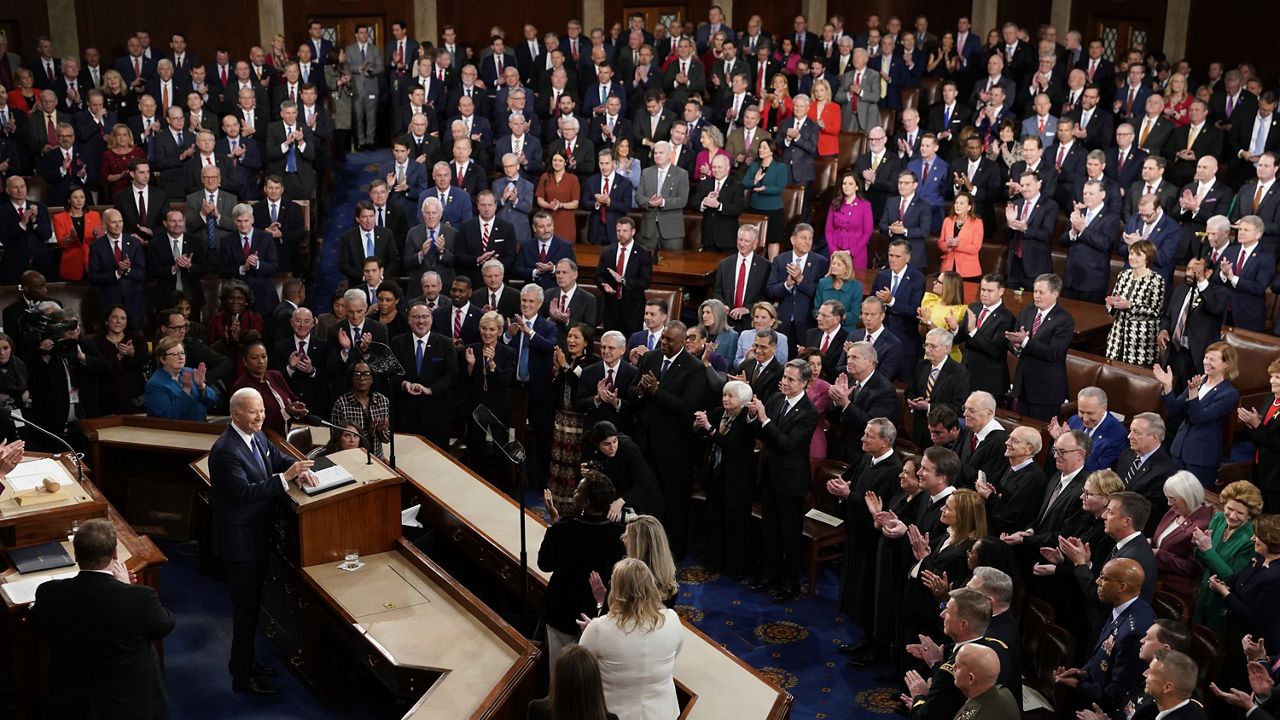 President Joe Biden arrives to deliver his State of the Union speech to a joint session of Congress, at the Capitol in Washington, Tuesday, Feb. 7, 2023. (AP Photo/J. Scott Applewhite)