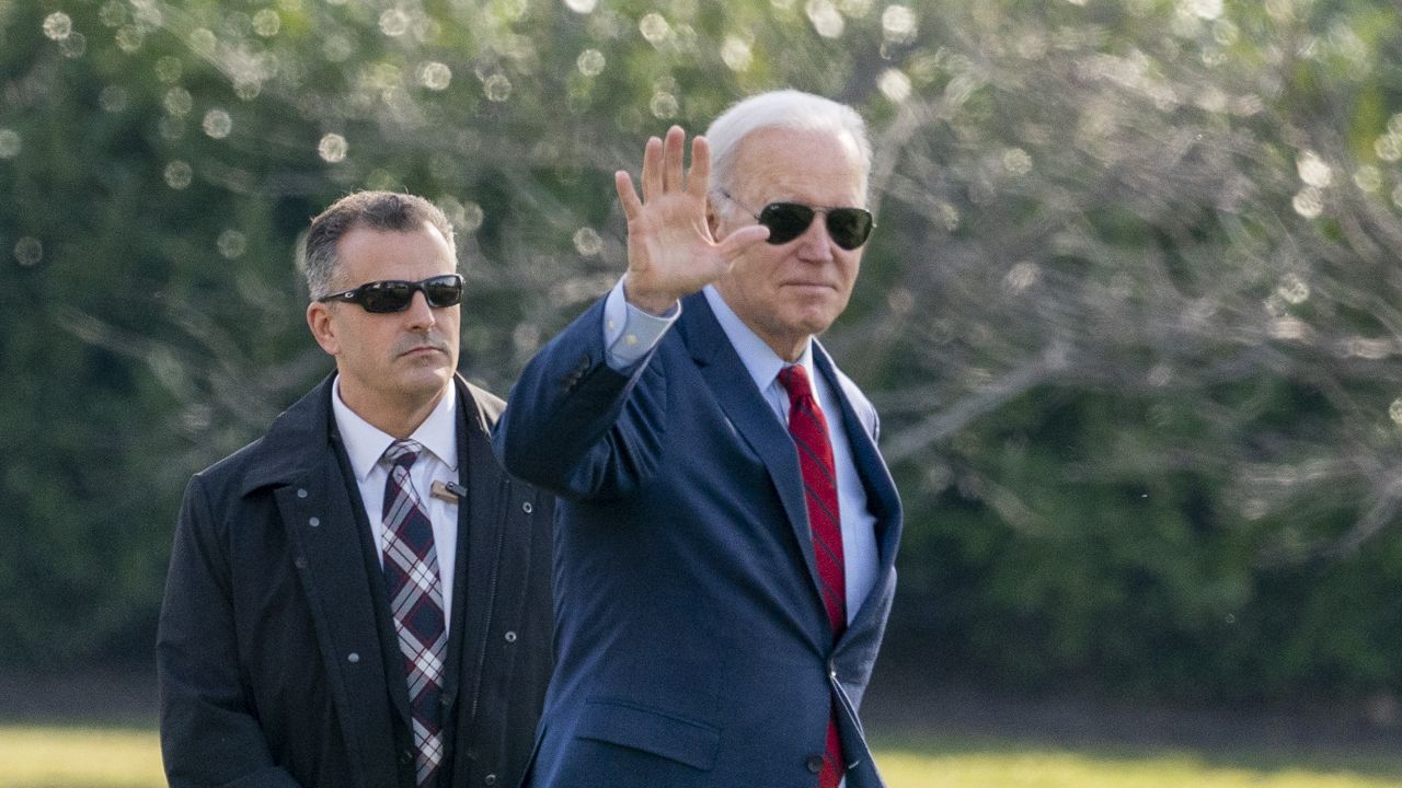 President Joe Biden waves before boarding Marine One on the South Lawn of the White House, Wednesday, Feb. 8, 2023, in Washington. (AP Photo/Alex Brandon)