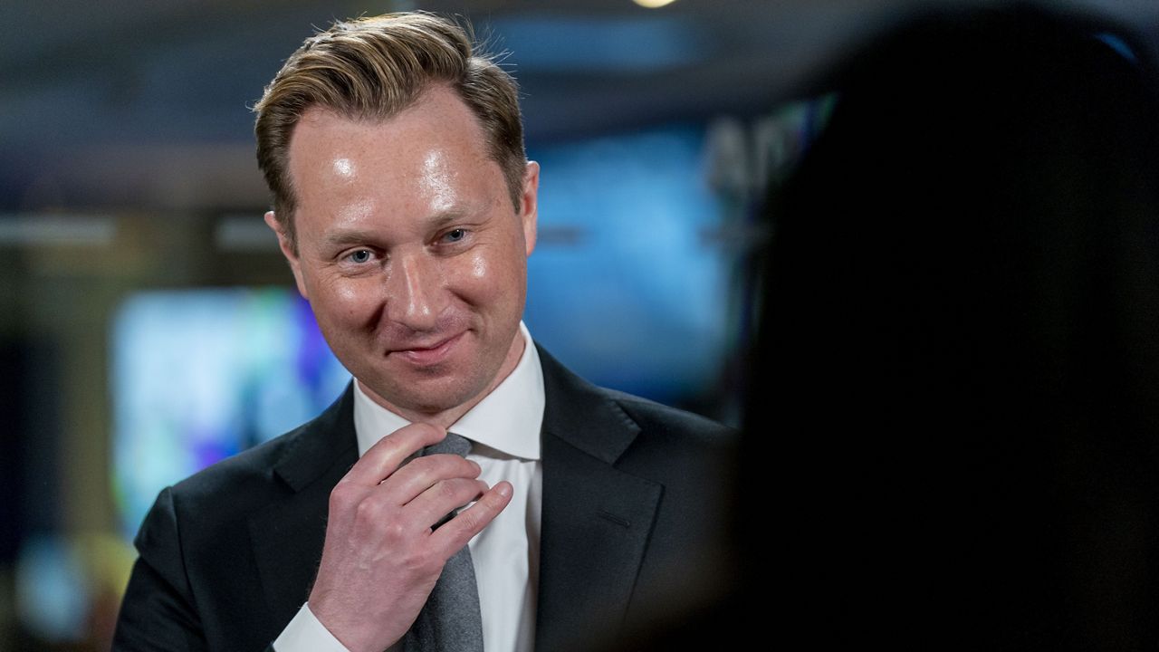 Andrew Adams, director of the Justice Department's KleptoCapture task force, designed to enforce the economic restrictions imposed on Russia and its billionaires, speaks to the Associated Press in an interview at the AP bureau in Washington, Wednesday, March 1, 2023. (AP Photo/Andrew Harnik)