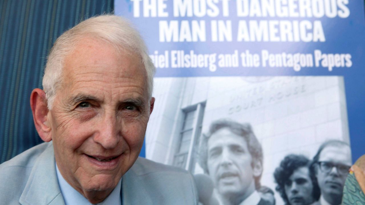 Daniel Ellsberg speaks during an interview in Los Angeles on Sept. 23, 2009. Ellsberg, who copied and leaked documents that revealed secret details of U.S. strategy in the Vietnam War and became known as the Pentagon Papers, has announced he has terminal cancer and months to live. Ellsberg posted on his Facebook page Thursday, March 2, 2023, that doctors diagnosed the 91-year-old with inoperable pancreatic cancer on Feb. 17 following a CT scan and MRI. (AP Photo/Nick Ut, File)