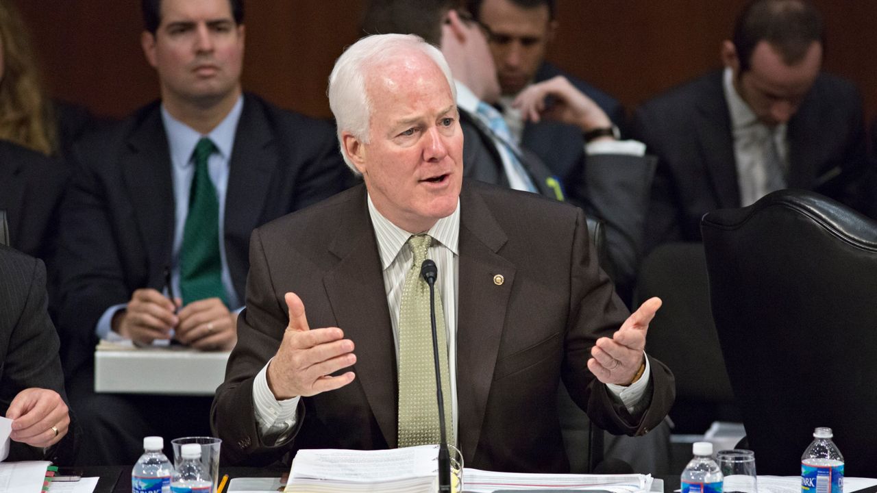 Sen. John Cornyn, R-Texas, discusses an amendment as the Senate Judiciary Committee meets. (AP Photo/J. Scott Applewhite)