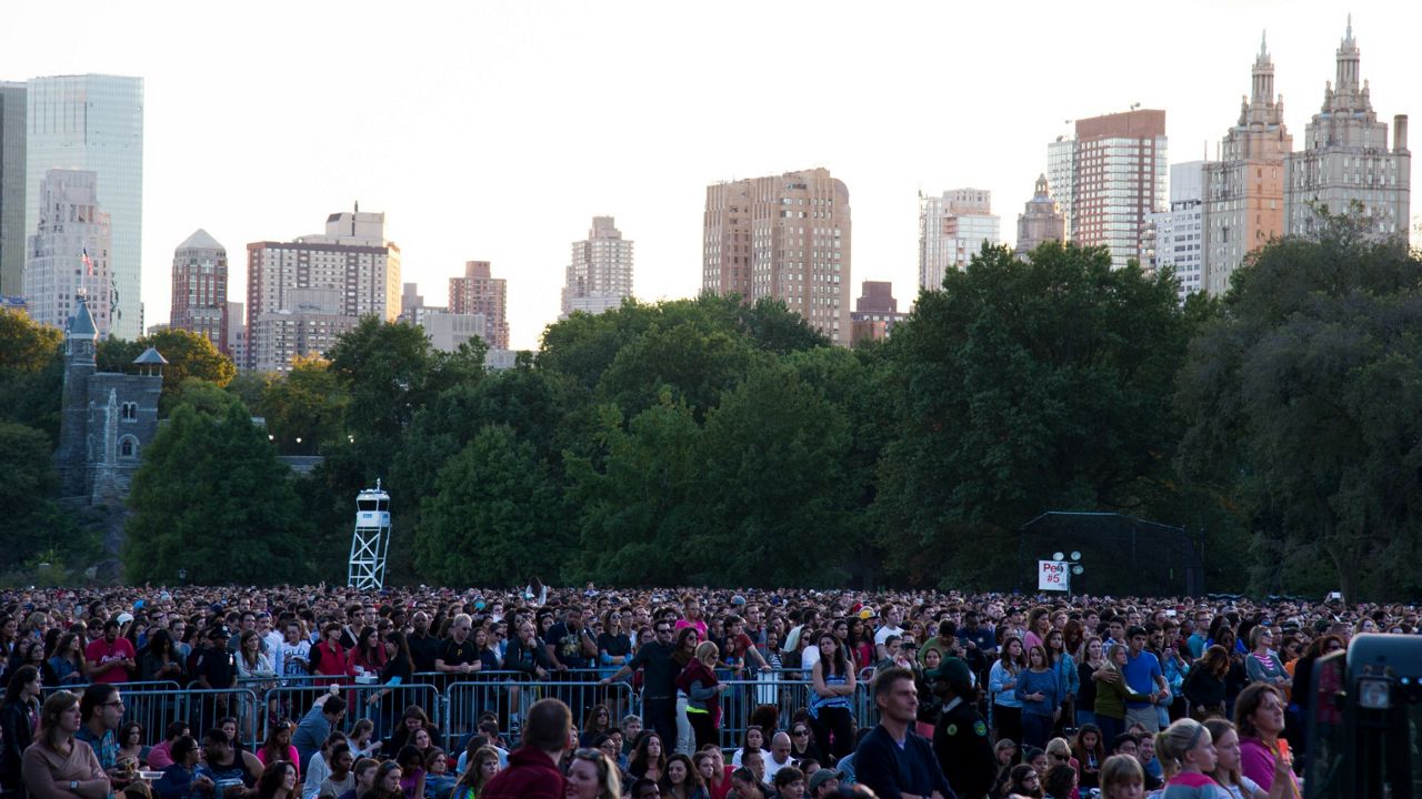 Concert goers fill Central Park's Great Lawn at the Global Citizen Festival supported by unite4:good and the PVBLIC Foundation on Saturday, Sept. 28, 2013 in New York.