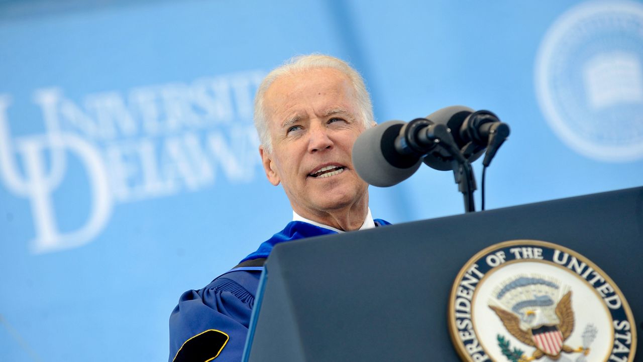 File: Vice President Joe Biden speaks to graduates during the University of Delaware's commencement ceremony in Newark, Del., Saturday, May 31, 2014. (AP Photo/Emily Varisco)