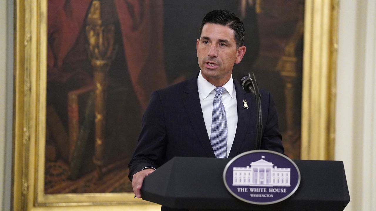 Chad Wolf, acting Secretary of Homeland Security, speaks during an event on "Operation Legend: Combatting Violent Crime in American Cities," in the East Room of the White House, Wednesday, July 22, 2020, in Washington. (AP Photo/Evan Vucci)