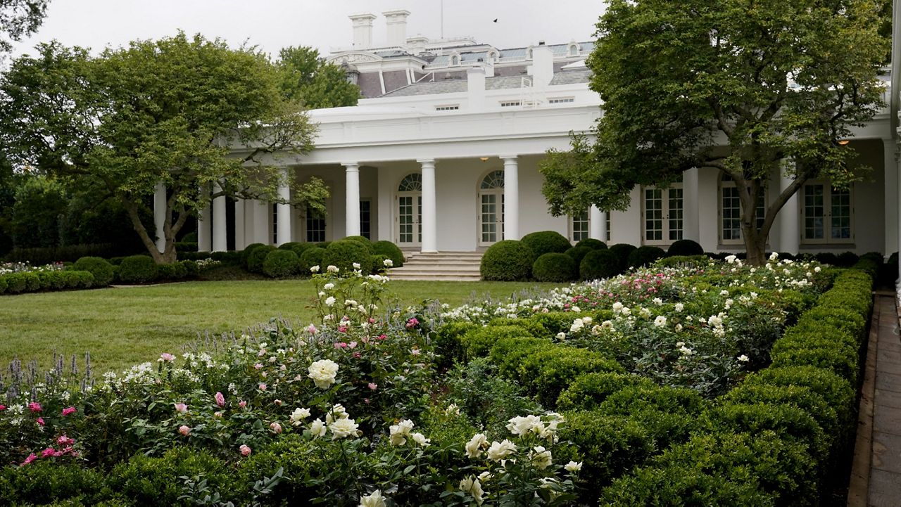 A view of the restored Rose Garden is seen at the White House in Washington, Saturday, Aug. 22, 2020. First Lady Melania Trump will deliver her Republican National Convention speech Tuesday night from the garden. (AP Photo/Susan Walsh)