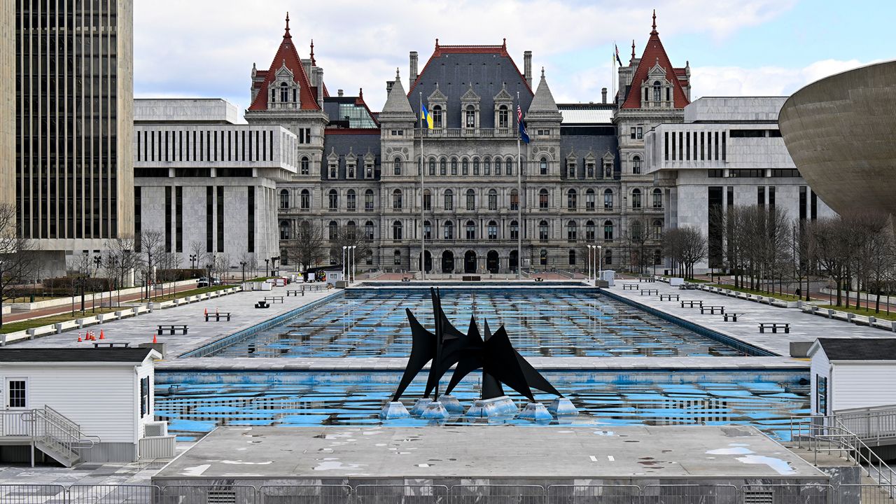 View of the the Empire State Plaza and New York state Capitol, Monday, April 4, 2022, in Albany, N.Y.