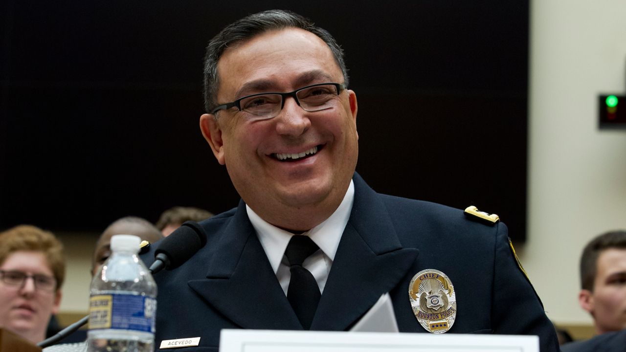 Houston police chief Art Acevedo testifies before a House Judiciary Committee hearing on gun violence, at Capitol Hill in Washington, Wednesday, Feb. 6, 2019. (AP Photo/Jose Luis Magana)