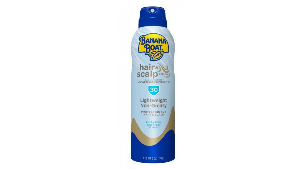 This image provided by Edgewell Personal Care shows a Banana Boat brand scalp spray. (Edgewell Personal Care via FDA)