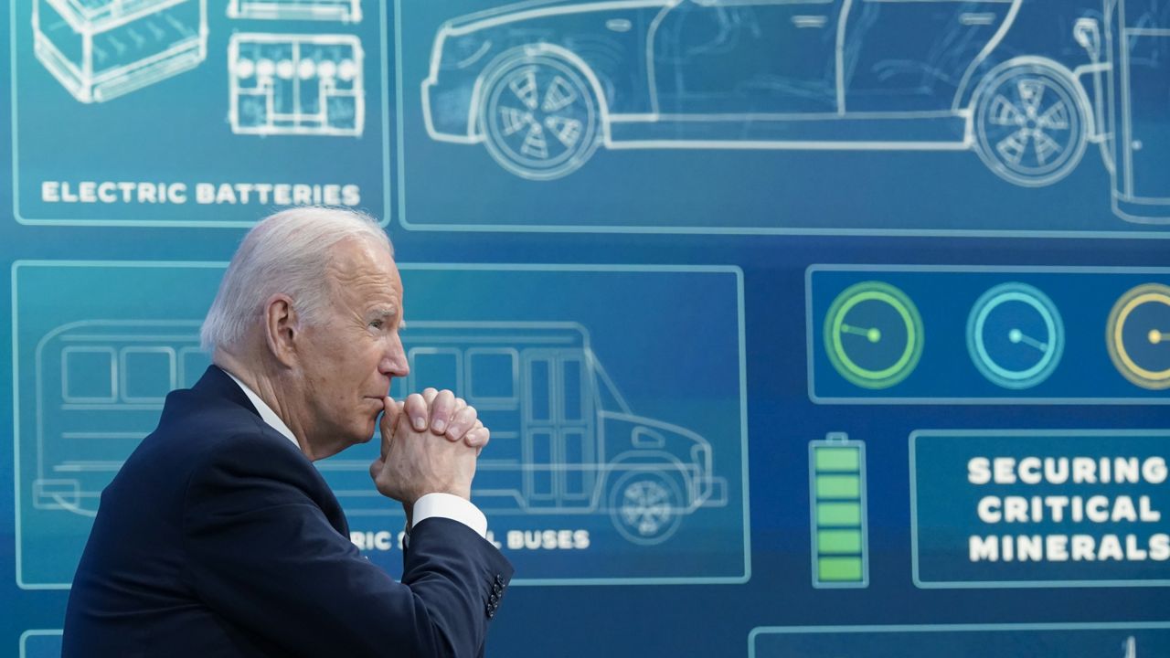 President Joe Biden listens during an event in the South Court Auditorium in the Eisenhower Executive Office Building on the White House complex, Tuesday, Feb. 22, 2022, in Washington. (AP Photo/Alex Brandon)