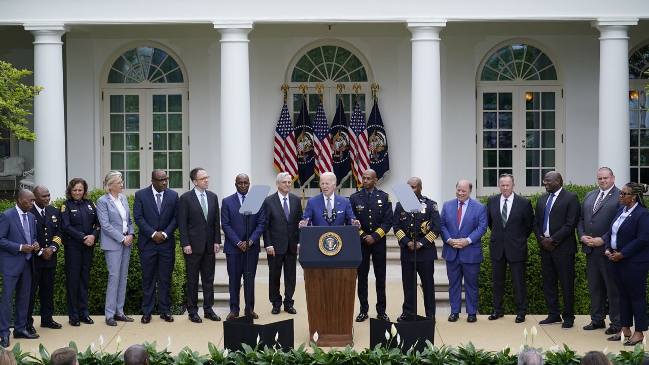 President Joe Biden speaks in the Rose Garden of the White House in Washington, Friday, May 13, 2022, during an event to highlight state and local leaders who are investing American Rescue Plan funding. (AP Photo/Susan Walsh)