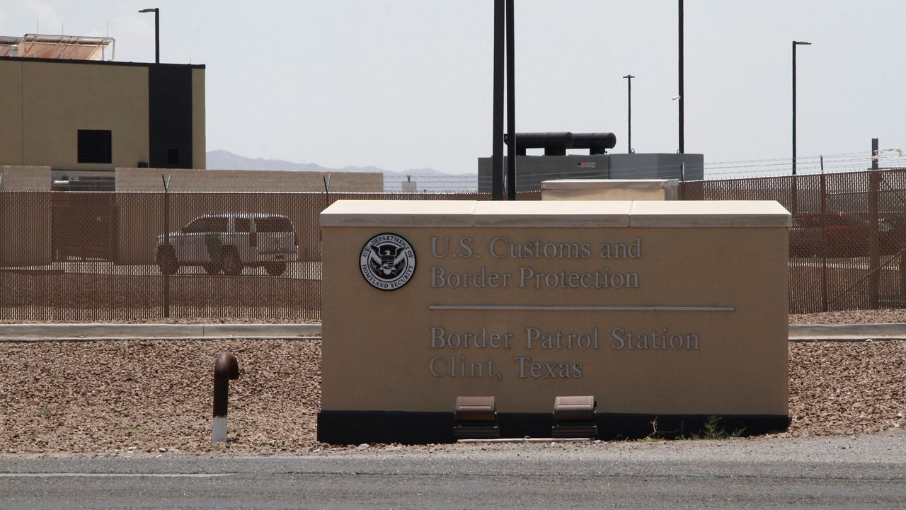FILE - In this June 26, 2019, file photo, the entrance to the Border Patrol station in Clint, Texas. More Americans disapprove than approve  of how President Joe Biden is handling waves of unaccompanied immigrant children arriving at the U.S.-Mexico border, and his efforts on larger immigration policy aren’t polling as well as those on other top issues. (AP Photo/Cedar Attanasio, File)