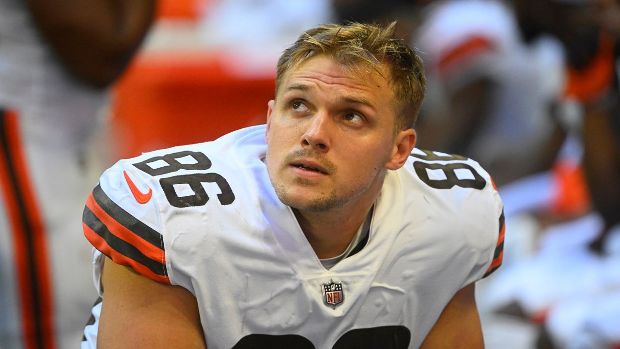Cleveland Browns tight end Miller Forristall. (AP Photo/John Amis)