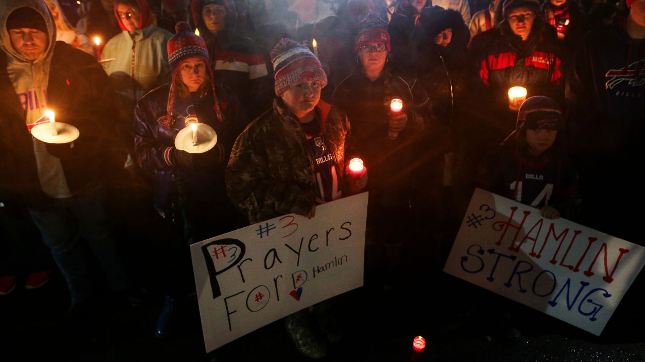 Dan Orlovsky prays for Damar Hamlin during ESPN's NFL Live 