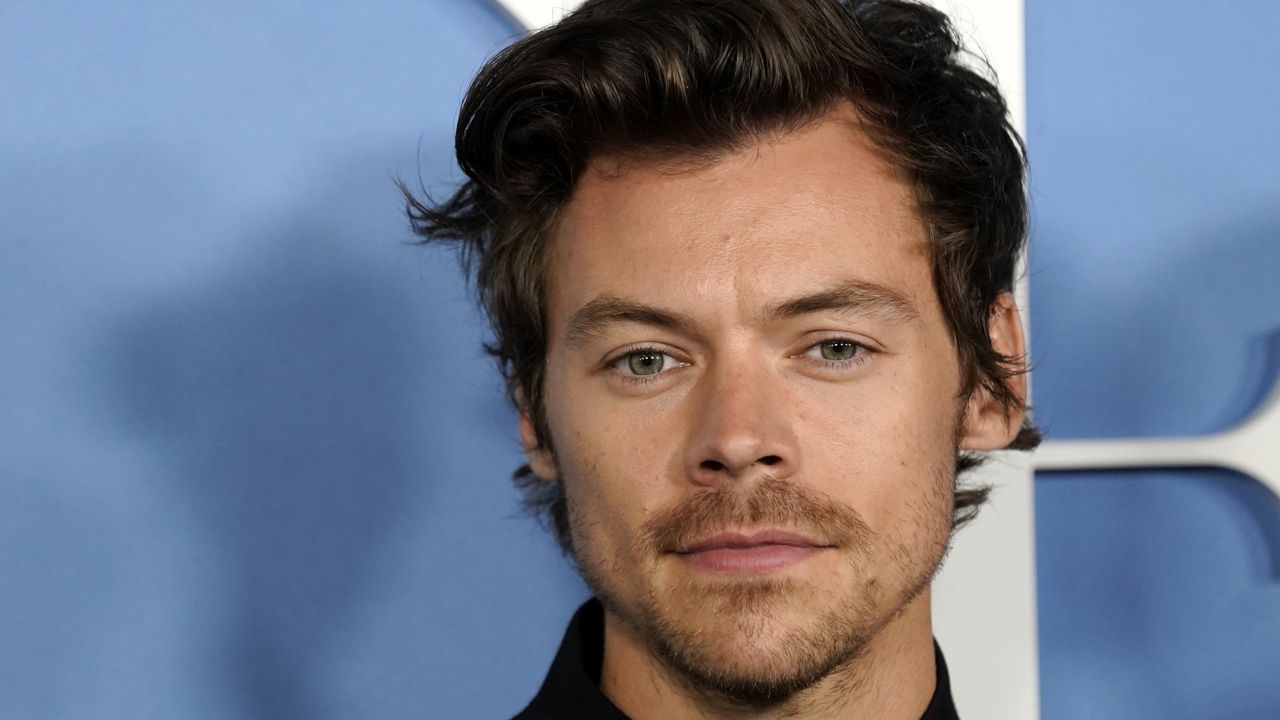 Harry Styles, a cast member in "My Policeman," poses at the Los Angeles premiere of the film at the Regency Bruin Theatre, Tuesday, Nov. 1, 2022, in Los Angeles. (AP Photo/Chris Pizzello)