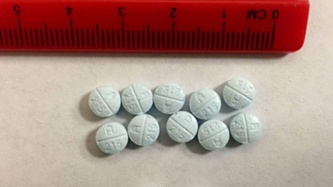 This undated photo provided by the Tennessee Bureau of Investigation shows fake Oxycodone pills that are actually fentanyl that were seized and submitted to bureau crime labs.