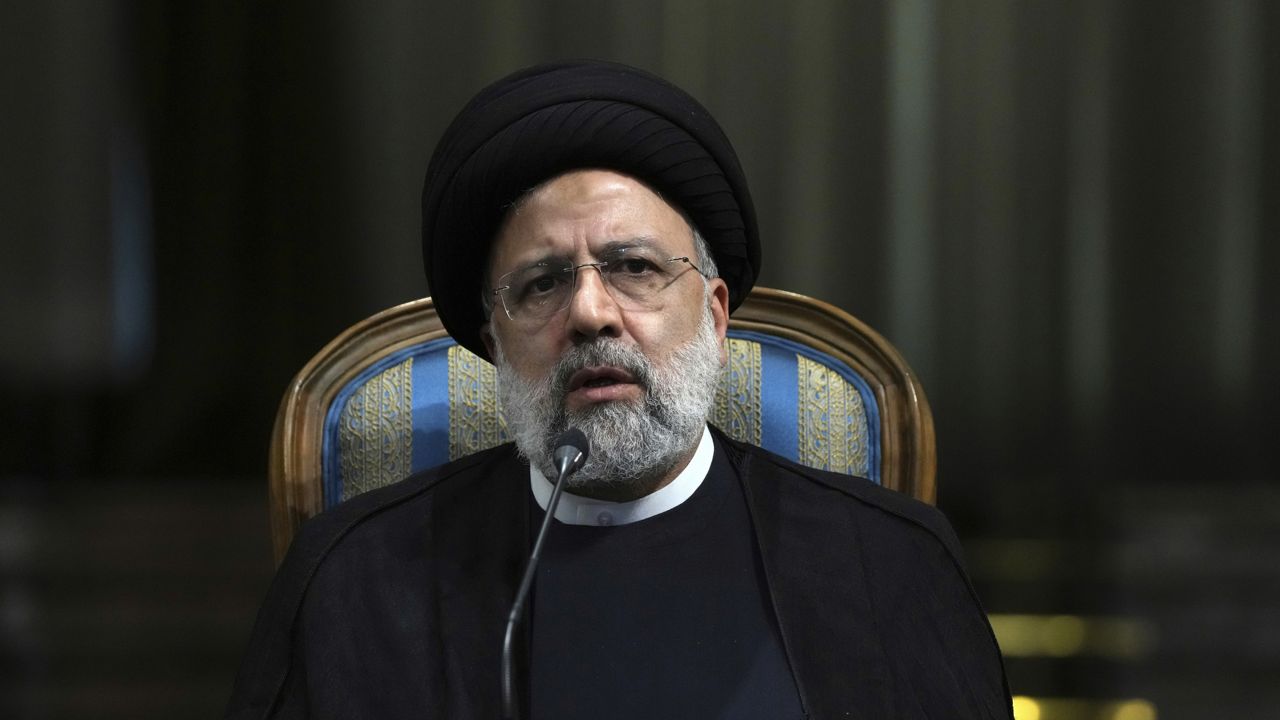 Iranian President Ebrahim Raisi speaks in a news briefing at the Saadabad Palace in Tehran, Iran, on June 11, 2022. (AP Photo/Vahid Salemi, File)