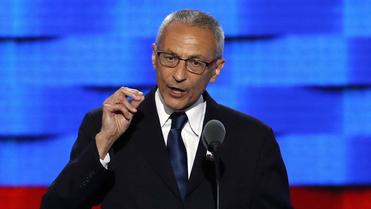 In this July 25, 2016, file photo, John Podesta speaks during the first day of the Democratic National Convention in Philadelphia. (AP Photo/J. Scott Applewhite, File)