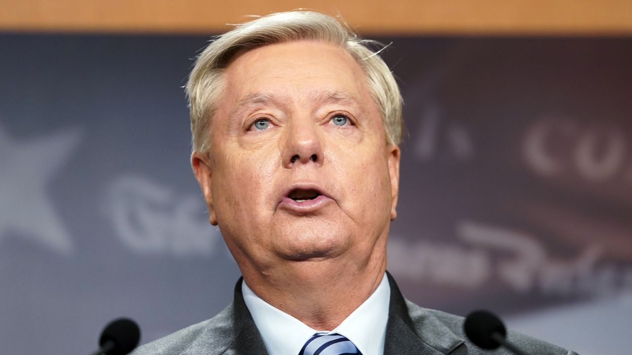 Sen. Lindsey Graham, R-S.C., speaks during a news conference about refusing Russian annexation of any portion of Ukraine, Sept. 29, 2022, on Capitol Hill in Washington. (AP Photo/Mariam Zuhaib, File)