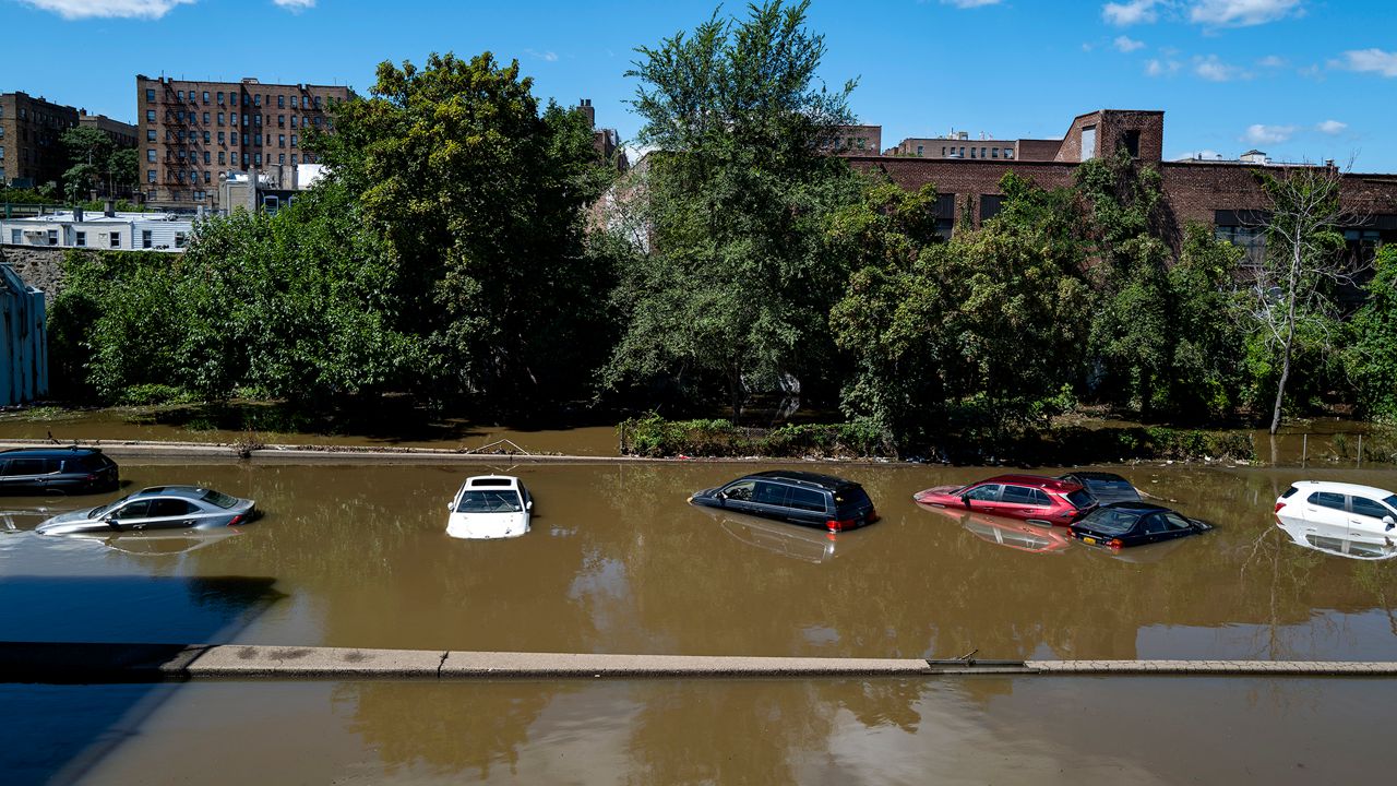 Flooded streets and submerged cars from Ida's rain. (Meteorologist John Davitt)