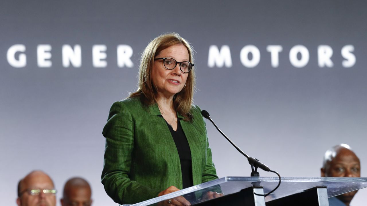 General Motors CEO Mary Barra speaks during the opening of contract talks with the United Auto Workers in Detroit on July 16, 2019. (AP Photo/Paul Sancya, File)