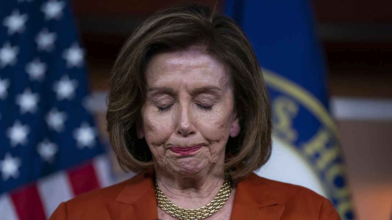 Speaker of the House Nancy Pelosi, D-Calif., reacts to the Supreme Court decision overturning Roe v. Wade, at the Capitol in Washington, Friday, June 24, 2022. (AP Photo/J. Scott Applewhite)