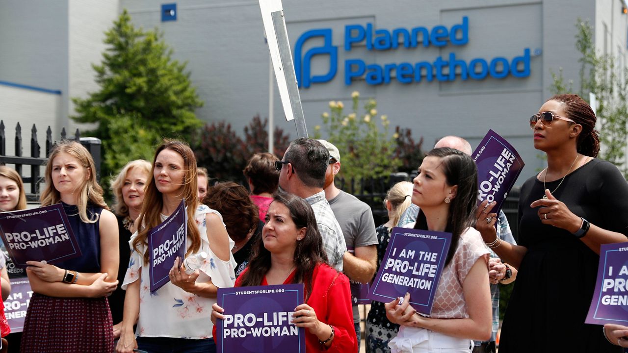A pro-life rally in front of a Planned Parenthood. (Associated Press)