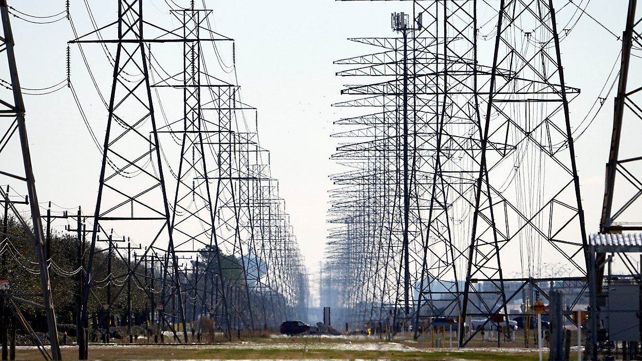 Texas power lines appear in this image from February 2021. (AP Photo)