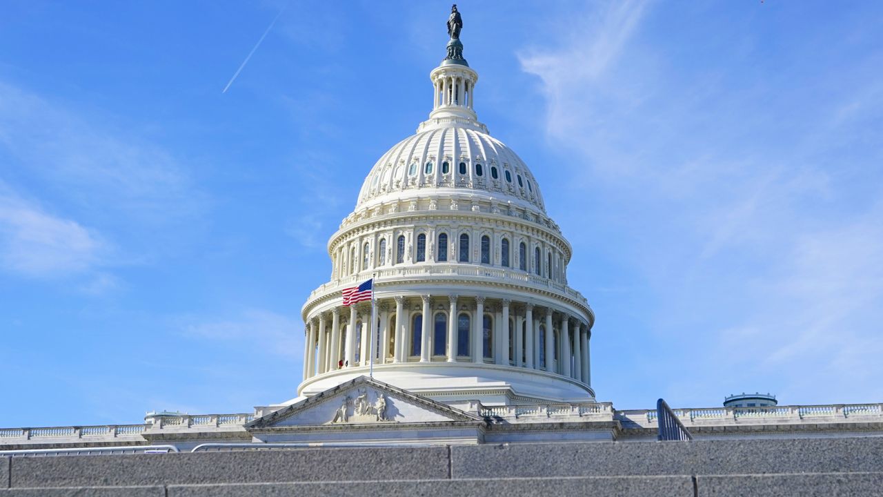 The U.S Capitol is seen on Election Day in Washington, Tuesday, Nov. 8, 2022. (AP Photo/Mariam Zuhaib)