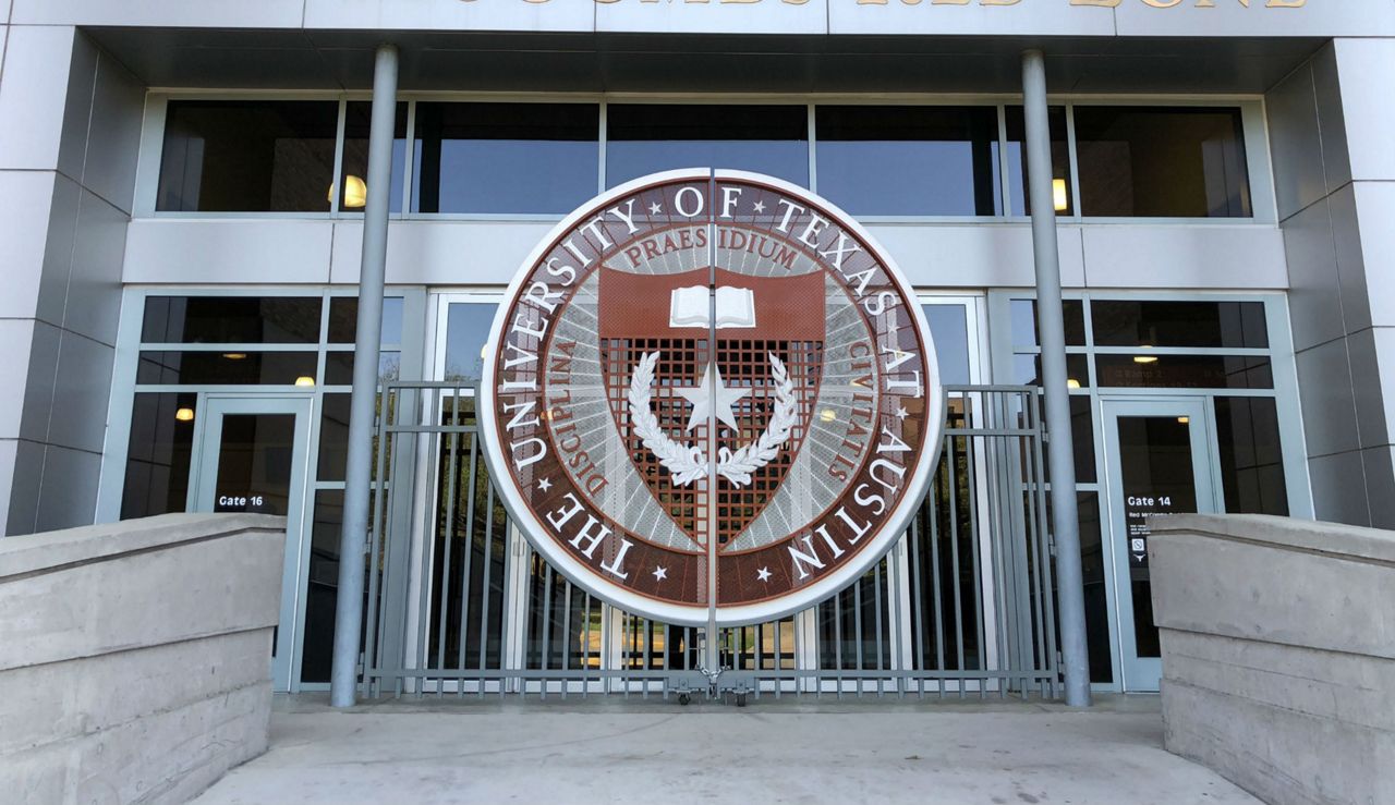 General view of the Red McCombs Red Zone entrance at Darrell K Royal-Texas Memorial Stadium on the campus of the University of Texas in Austin, Tex., Thursday, March 29, 2018. (Kirby Lee via AP)