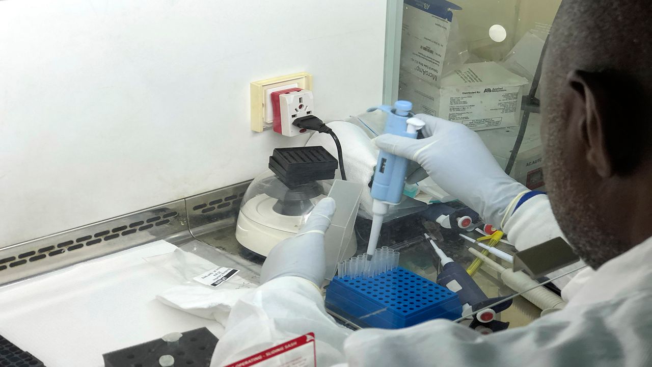 A researcher testing COVID-19 samples