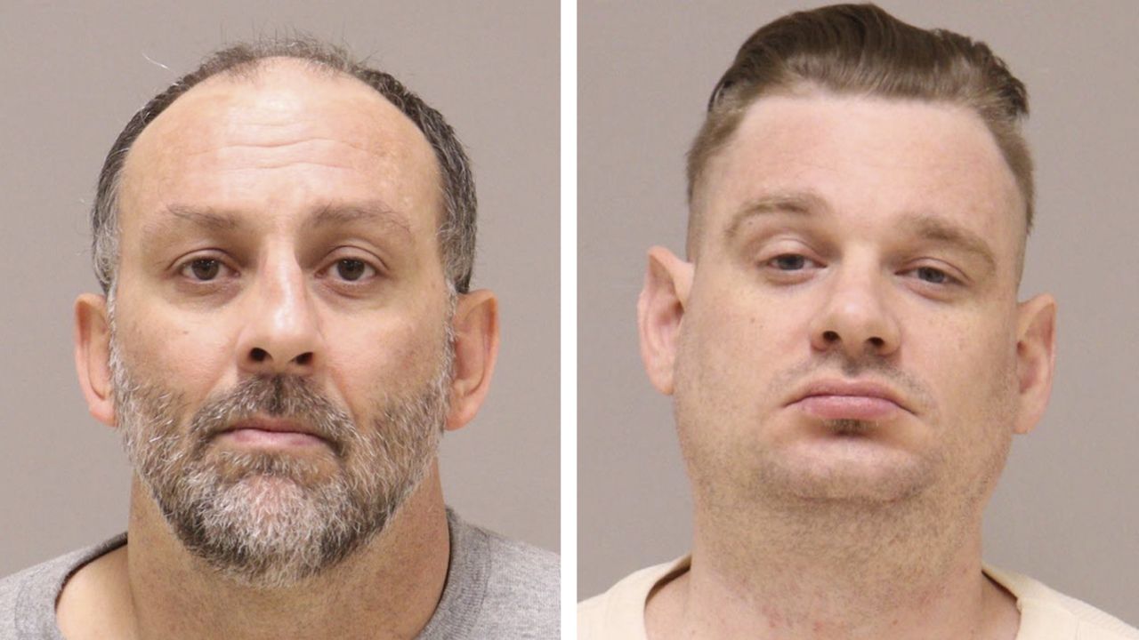 This combo of images provided by the Kent County, Mich., Jail. shows Barry Croft Jr., left, and Adam Fox. (Kent County Sheriff's Office via AP)