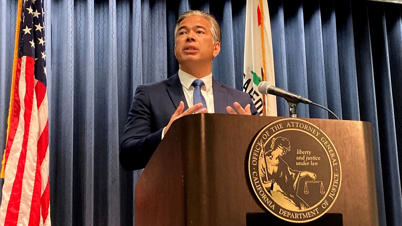 California Attorney General Rob Bonta announces a civil rights investigation into the Riverside County Sheriff's Office on Thursday, Feb. 23, 2023, during a news conference in Los Angeles. (AP Photo/Stefanie Dazio)