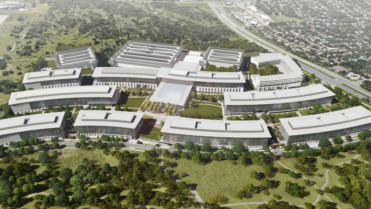 Rendering of the new Austin campus. (Apple)