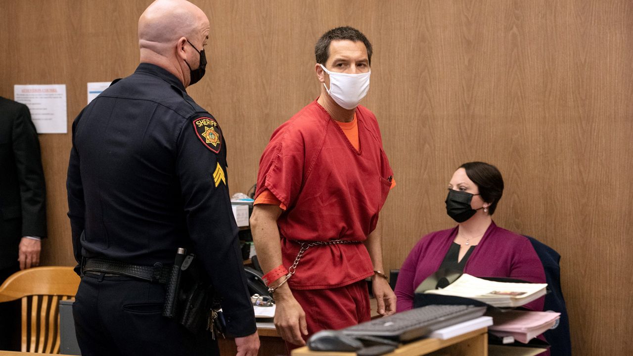 Scott Peterson leaves the courtroom after his resentencing hearing at the San Mateo County Superior Court in Redwood City, Calif., Dec. 8, 2021. (Andy Alfaro/The Modesto Bee via AP, Pool, File)
