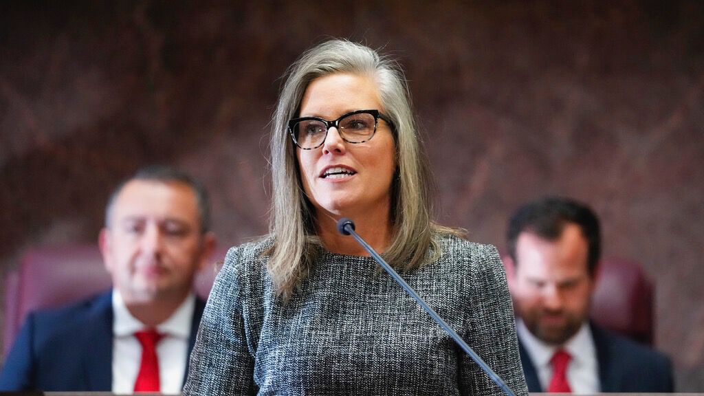 Arizona Gov. Katie Hobbs delivers her State of the State address at the Arizona Capitol in Phoenix, Jan. 9, 2023. (AP Photo/Ross D. Franklin, File)