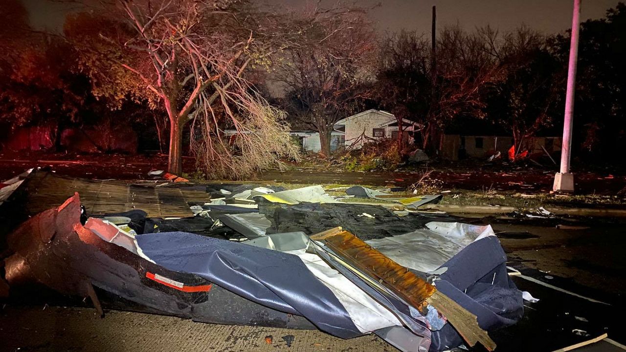 Storm debris outside a home in Arlington, Texas. (Courtesy: Arlington Police Department)