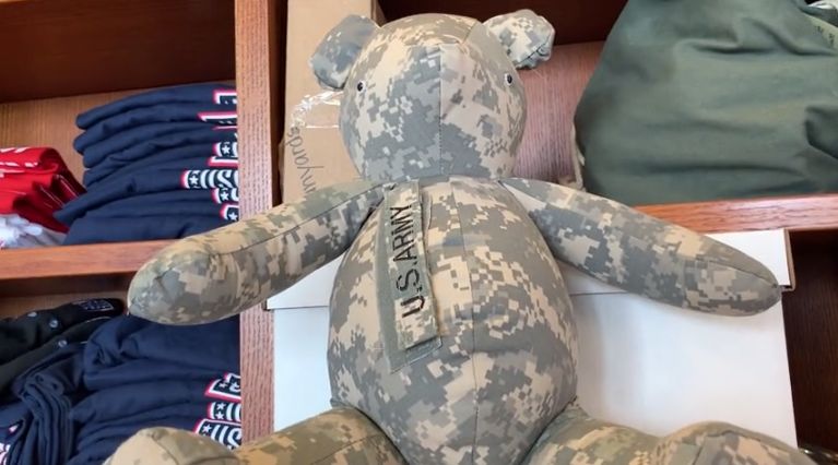 Teddy bears made from military sale uniforms