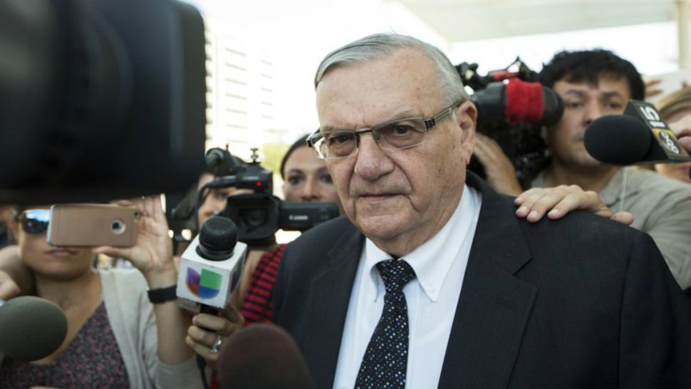 In this July 6, 2017, file photo, former Sheriff Joe Arpaio leaves the federal courthouse in Phoenix, Aziz. Arpaio is running for the Arizona U.S. Senate seat being vacated by Republican Sen. Jeff Flake. (AP Photo/Angie Wang, File)