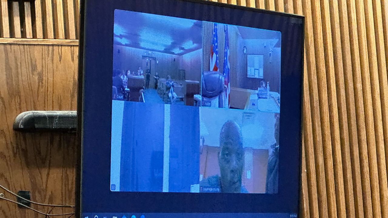 De'Lawnte Hardy, 24, appears virtually for his arraignment in the fatal shooting of Cleveland Officer Jamieson Ritter on July 5, 2024. 