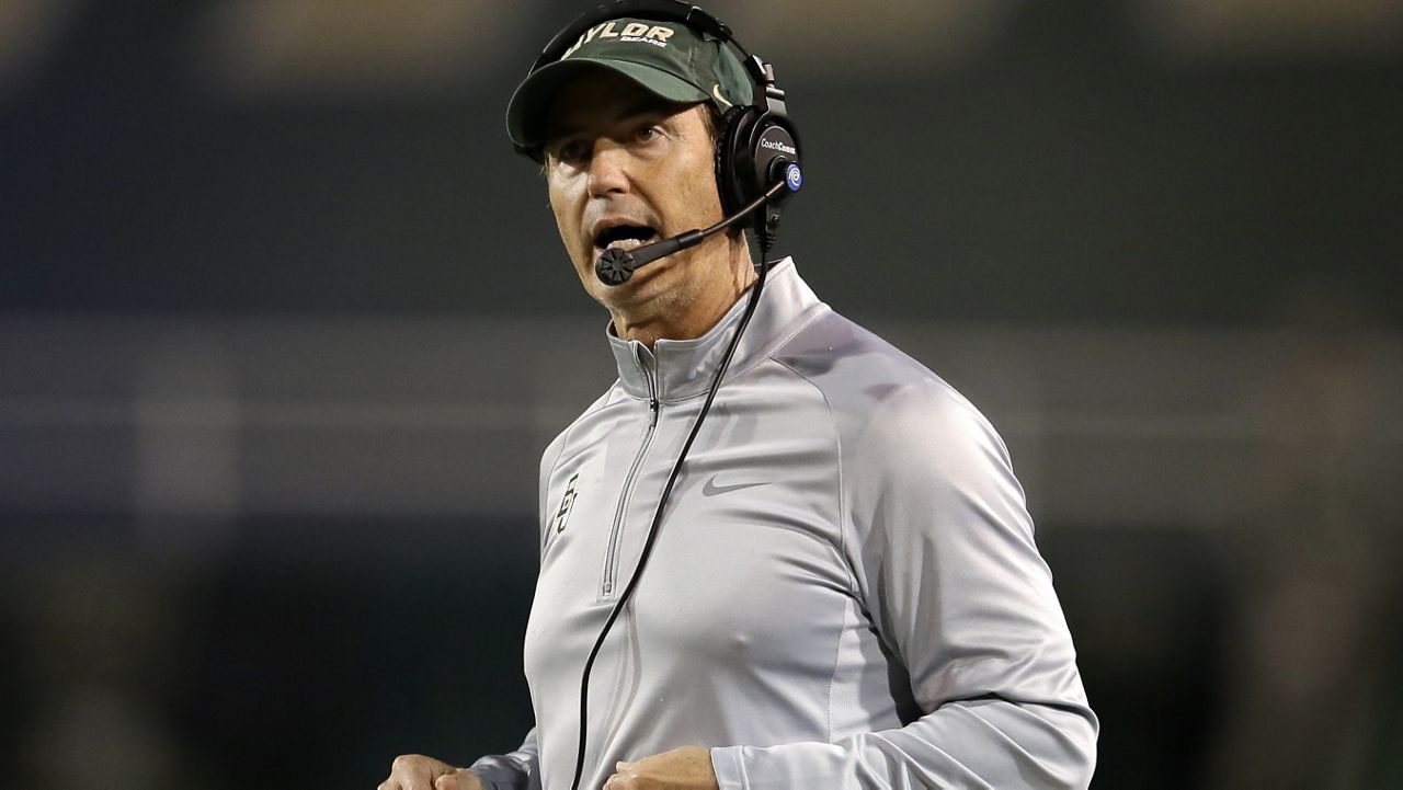 Baylor head coach Art Briles watches play in the second half of an NCAA college football game against Iowa State, Saturday, Oct. 19, 2013, in Waco, Texas. Baylor won 71-7. (AP Photo/Tony Gutierrez)