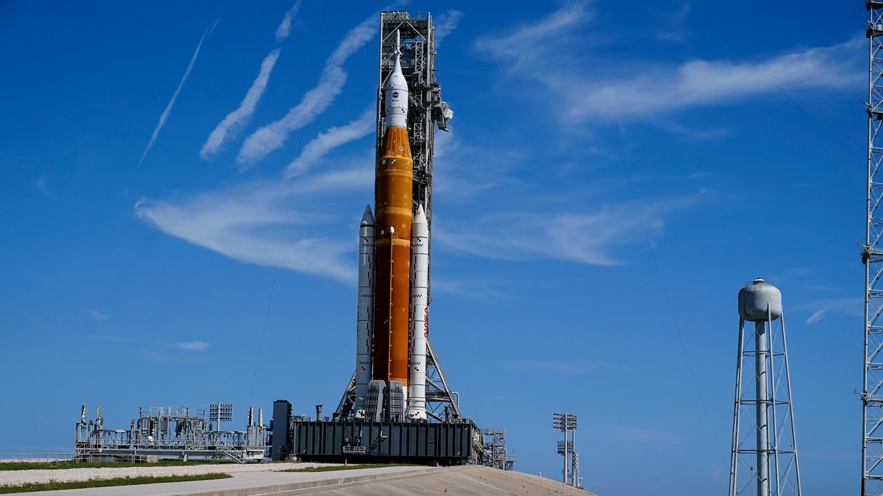 The SLS rocket is now scheduled to launch on Saturday for the Artemis I mission to the moon (AP/Brynn Anderson)