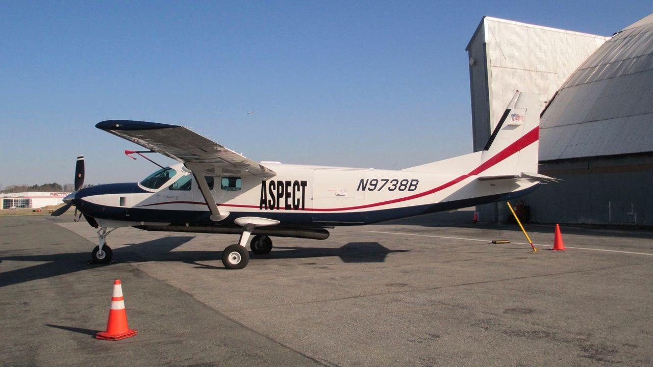 In this undated photo provided by Robert Kroutil shows the modified Cessna cargo plane that the EPA uses to help evaluate chemical disasters and fires, in Boston. A whistleblower has questioned why the plane wasn't deployed for days after the 2023 fiery Ohio derailment and gathered incomplete information. (Robert Kroutil via AP)