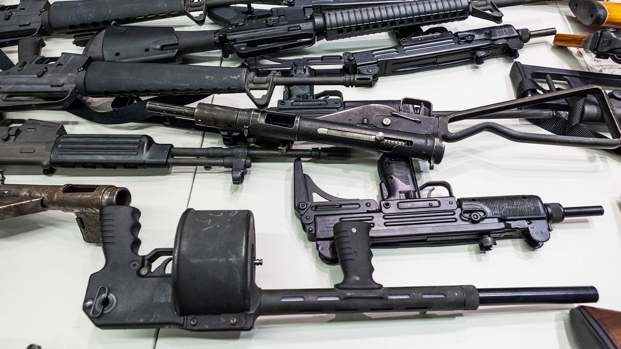 In this photo are some of the weapons that include handguns, rifles, shotguns and assault weapons, collected in a Los Angeles Gun Buyback event displayed during a news conference at the LAPD headquarters in Los Angeles on Dec. 27, 2012. (AP Photo/Damian Dovarganes)