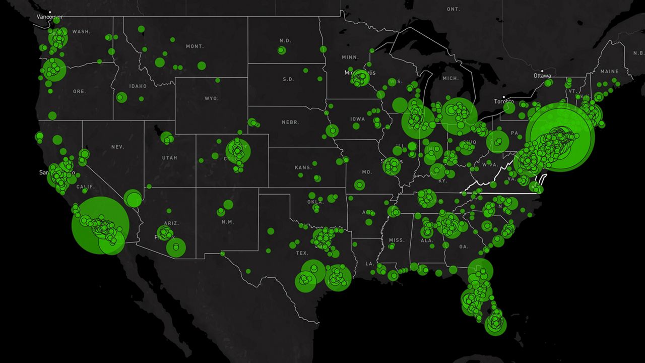 This map from the ADL report shows antisemitic incident reports across the U.S.