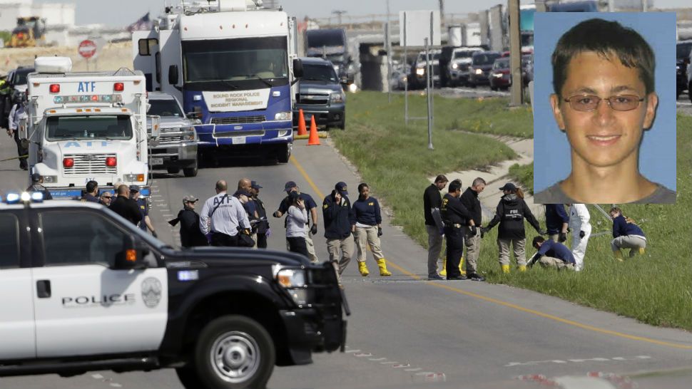 Officials continue to investigate the scene where suspect, Mark Anthony Conditt, in a series of bombing attacks in Austin blew himself up as authorities closed in, Wednesday, March 21, 2018, in Round Rock, Texas. (AP Photo/Eric Gay)