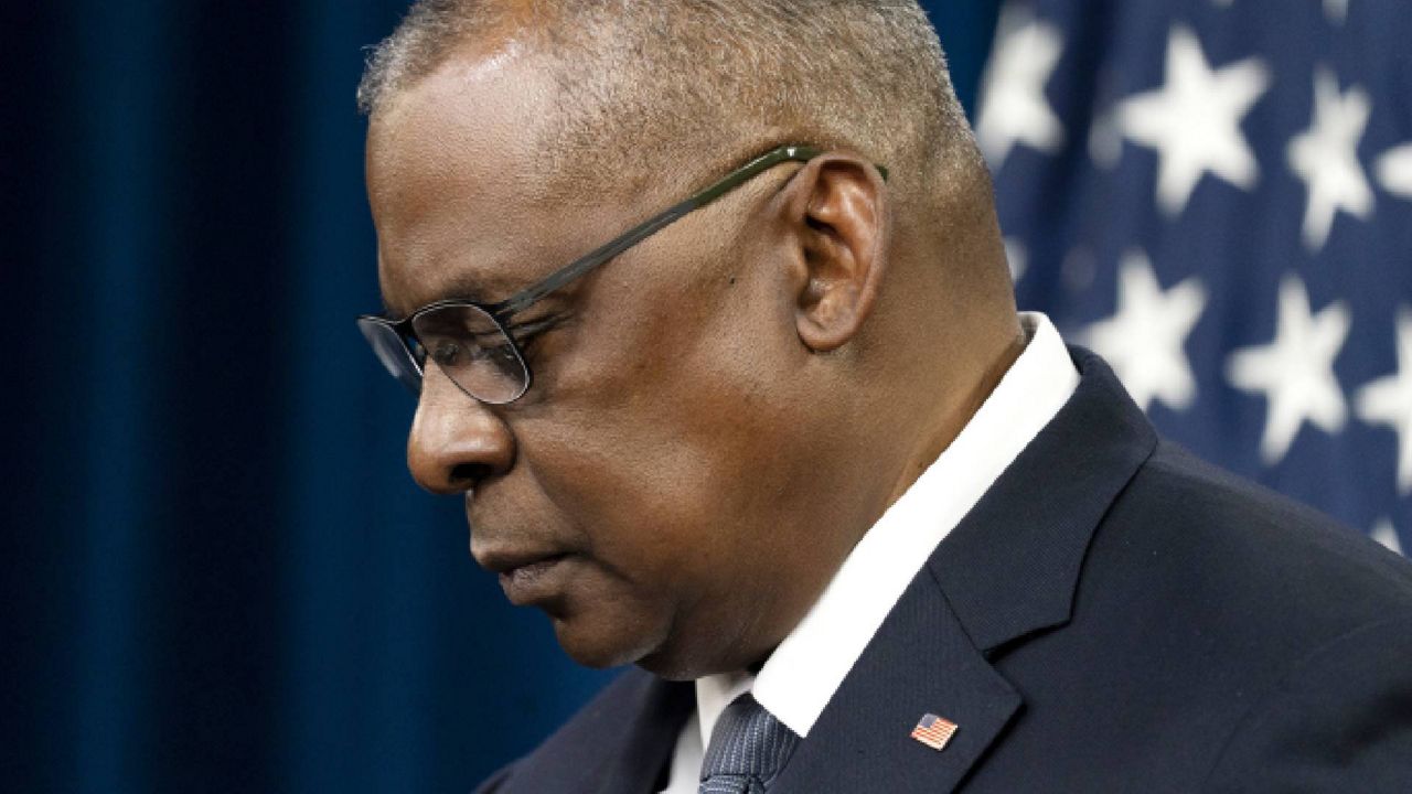 Secretary of Defense Lloyd Austin speaks during a media briefing at the Pentagon, Wednesday, Nov. 17, 2021, in Washington. (AP Photo/Alex Brandon)