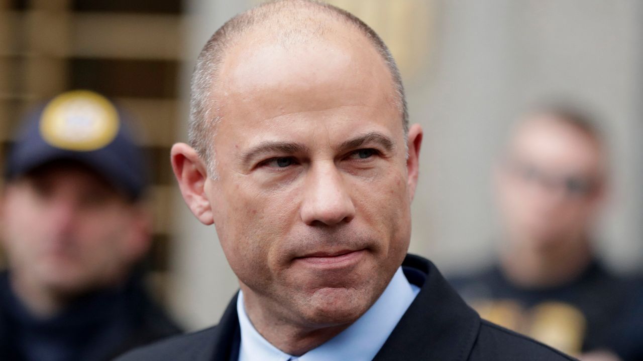 In this Dec. 12, 2018, file photo, attorney Michael Avenatti, speaks outside court in New York. Avenatti faces sentencing Thursday over a year after a jury concluded he tried to extort millions of dollars from Nike by threatening the company with bad publicity. (AP Photo/Julio Cortez, File)